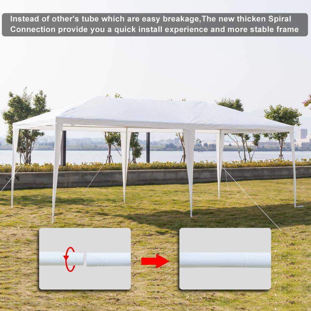 Winado 10 ft. x 20 ft. White Party Wedding Tent Canopy 4 Sidewall 456552127373