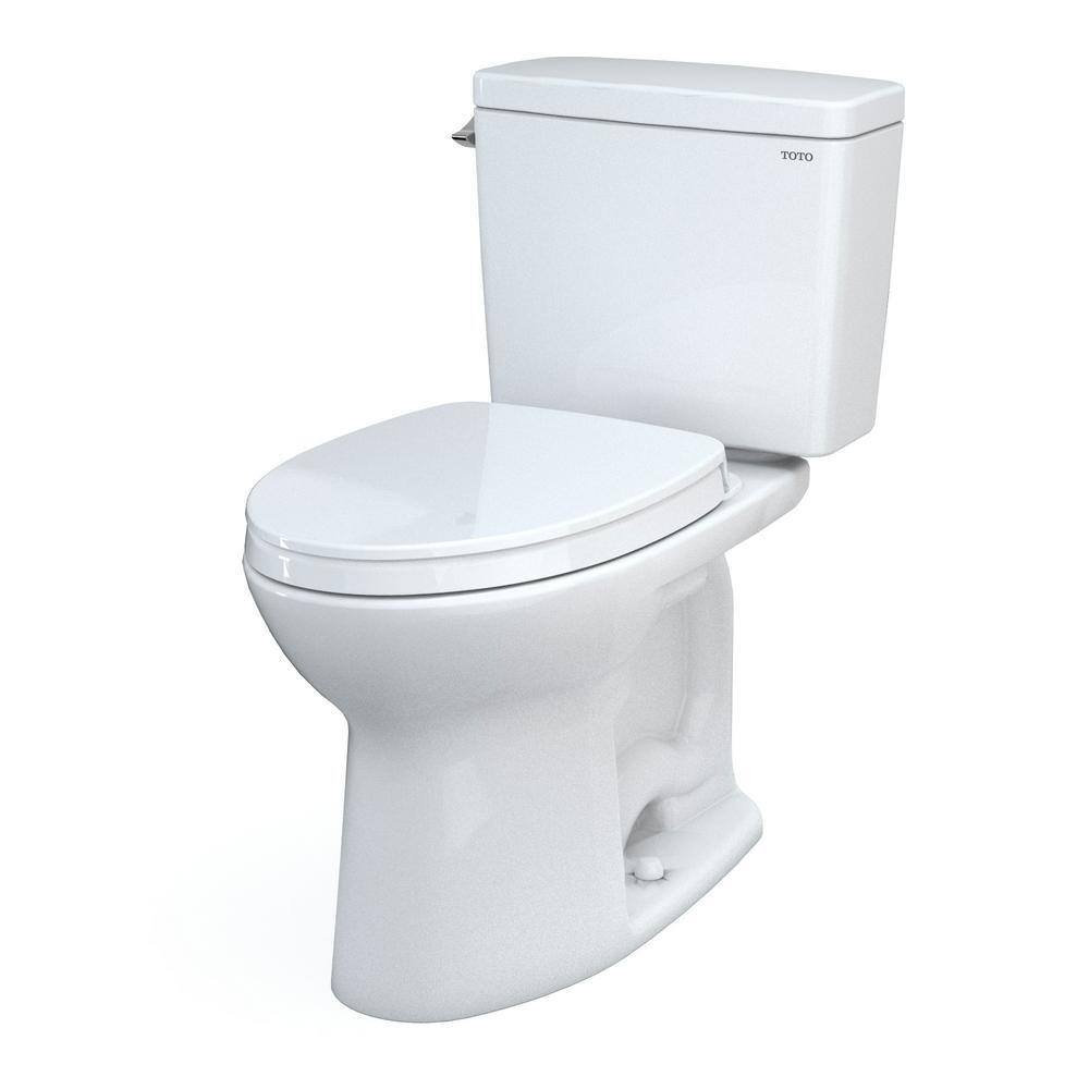 TOTO Drake 2-Piece 1.6 GPF Single Flush Elongated ADA Comfort Height Toilet in Cotton White SoftClose Seat Included MS776124CSFG#01