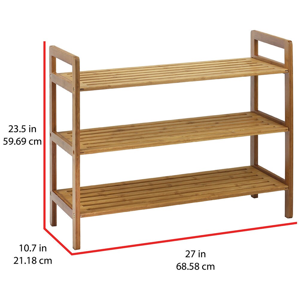 Oceanstar 3 tier Natural Finish Bamboo Shoe Rack