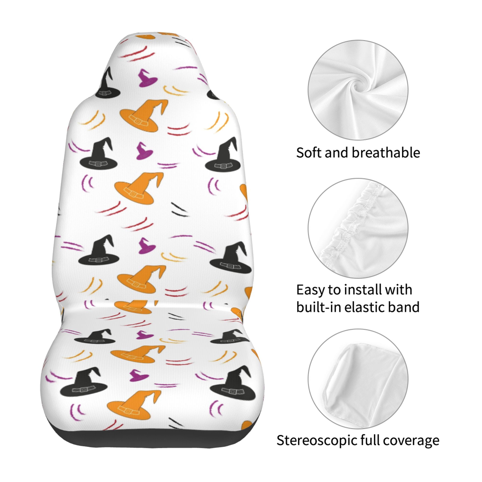 ZICANCN Car Seat Cover Witch Magic Hat Car Front Seat Covers Protectors ， Automotive Seat Covers for Cars Trucks Suv