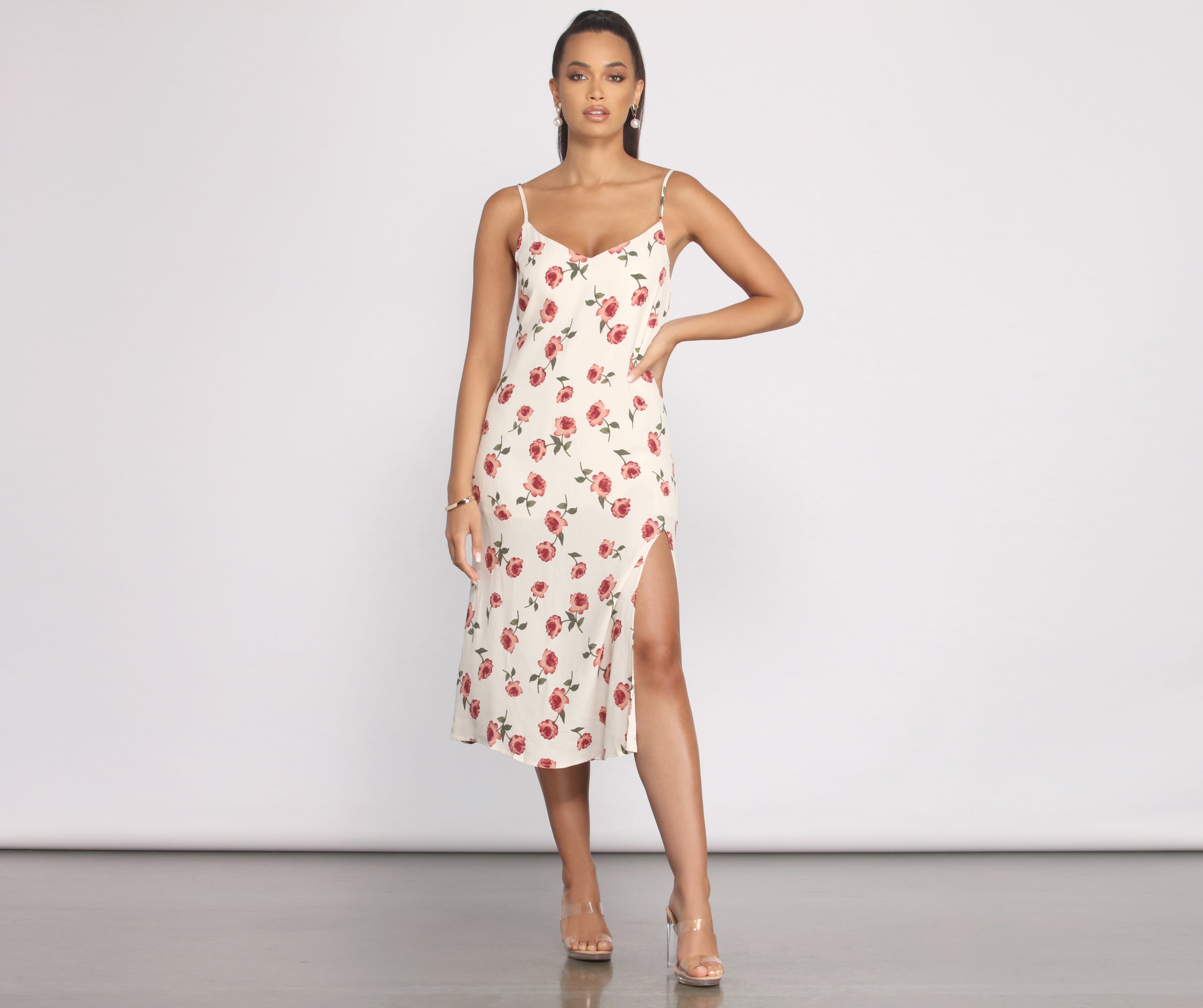 Keep It Rosey Slip Midi Dress