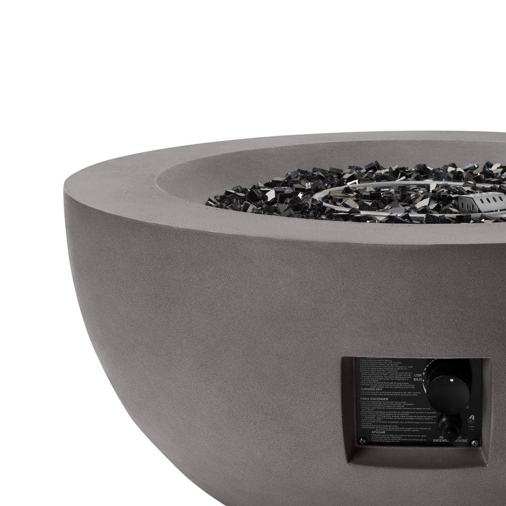 Hampton Bay Grove Park 36 in. x 18 in. Round Concrete Propane Gas Fire Pit FP20517