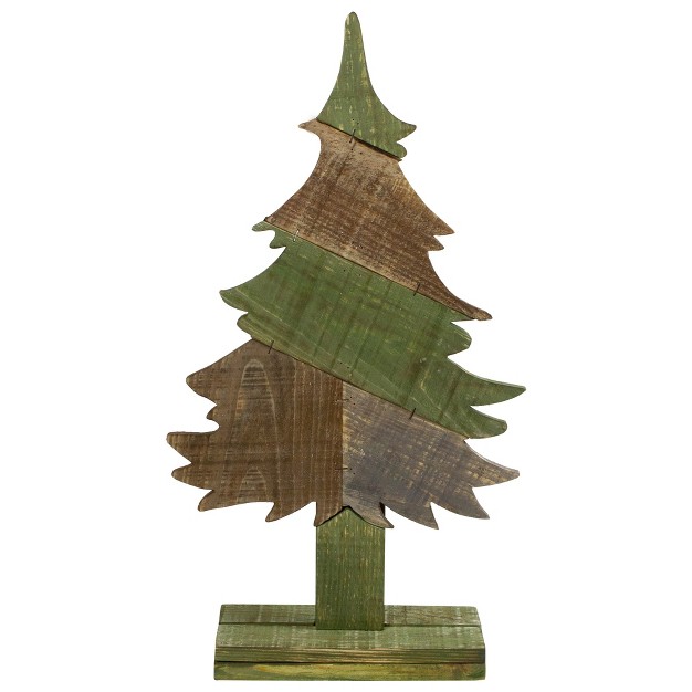 Green And Brown Textured Wood Tabletop Christmas Tree