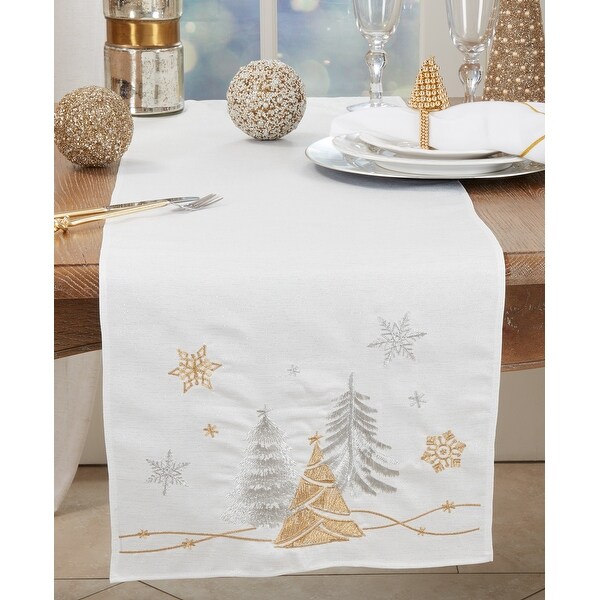 Winter Magic Christmas Trees and Snowflakes Table Runner - 16