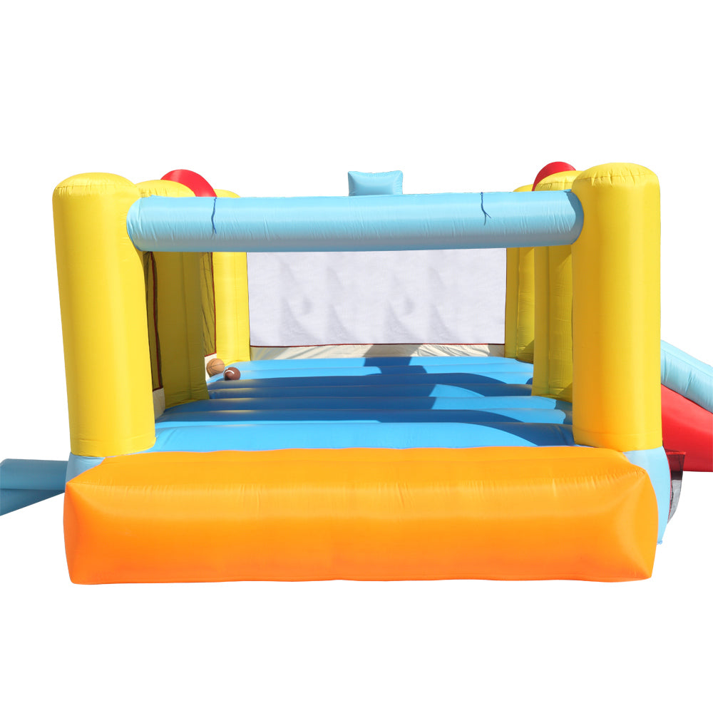 Children's inflatable bouncing house castle, 420D Oxford cloth PVC without fan Large trampoline + ball frame + rest table bouncy castle