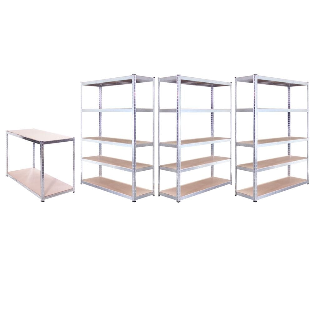 5 Tier Boltless Shelving Unit (set of 3) Plus Workbench