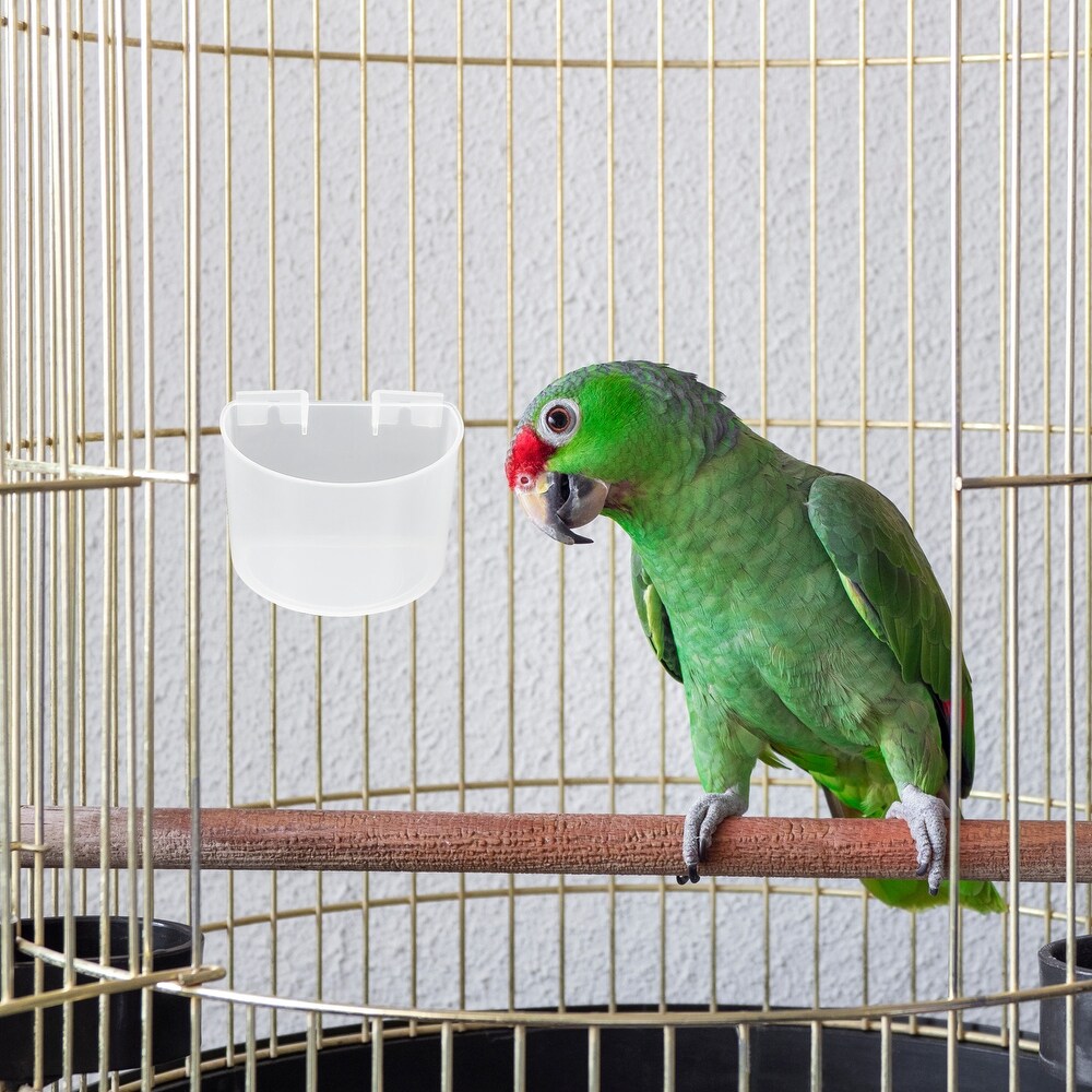 Large Bird Feeder Cage Cups Water Bowl Flat Feeding Container 4pcs