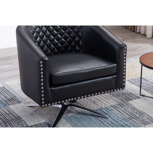 Swivel Barrel chair living room chair with nailheads and Metal base