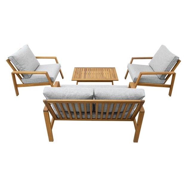 Saman 4pc Fsc Wood Patio Set With Cushions Gray Dukap