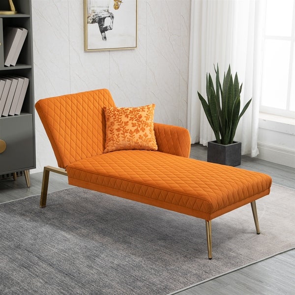 Modern Lounge Chaise Leisure Sofa Accent Chair Upholstered Couch Loveseat Sofa， Tufted Seat with Accent Pillow and Metal Legs