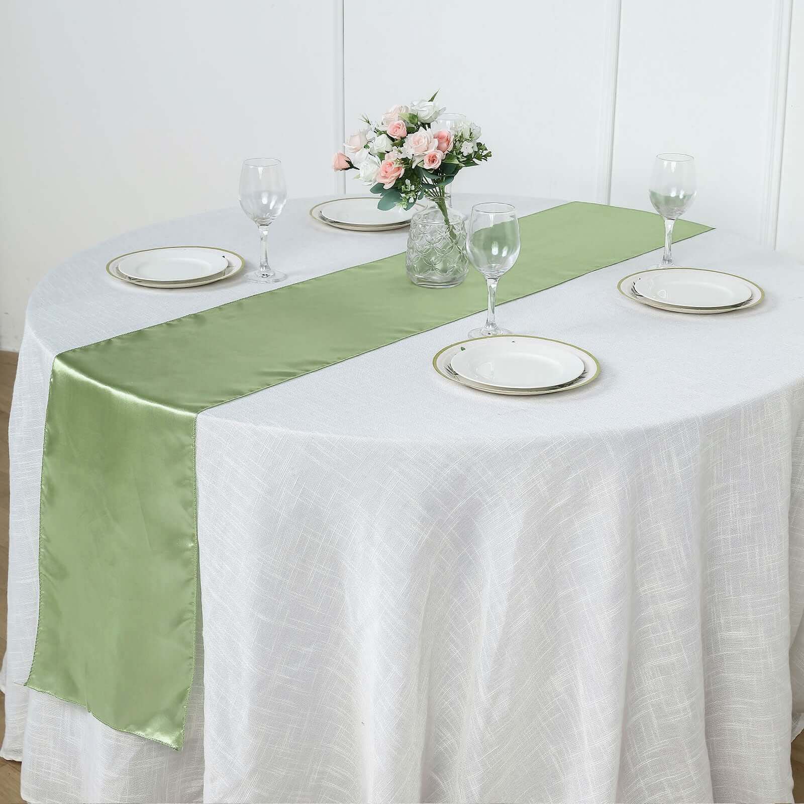 Sage Green Satin Table Runner 12