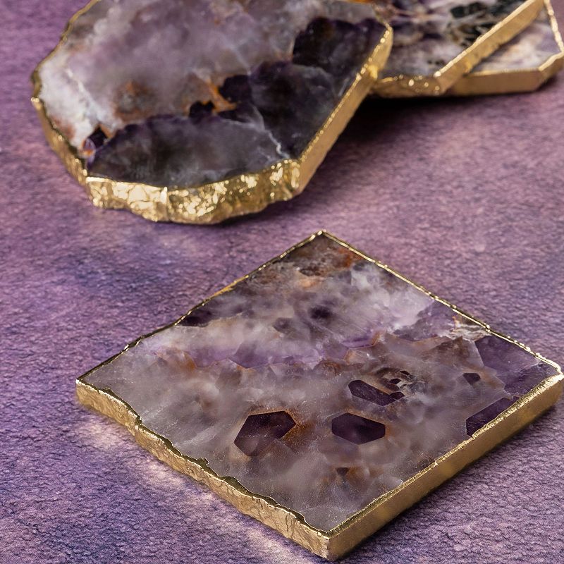 Dazzle Amethyst Coasters， Set of 4