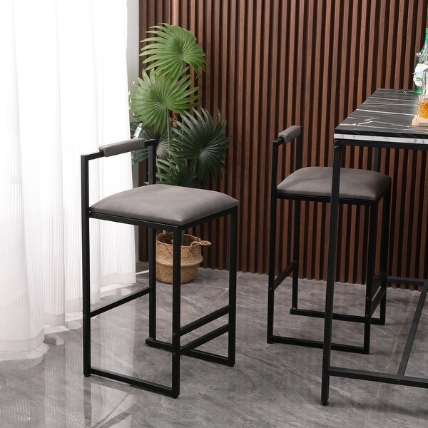 Set of 2 Modern Counter Height Bar Stools， PU Leather Upholstered Barstools for Pub， Armless Dining Chairs