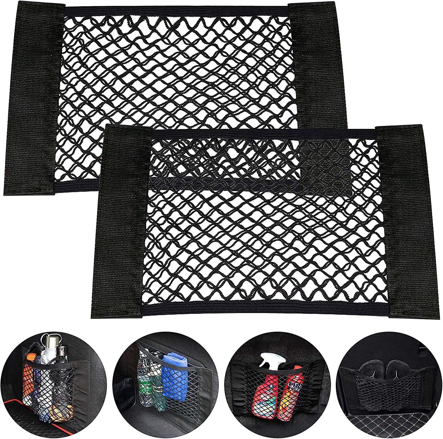 Storage Net， 2 Pcs Car Storage Mesh Bag Organiser For Bottles Groceries Back Seat Car Truck Trunk