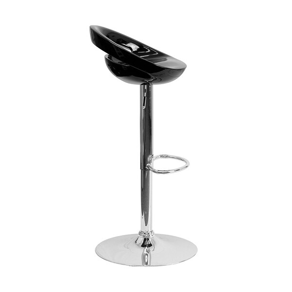 Contemporary Plastic Adjustable Height Bar Stool With Chrome Base