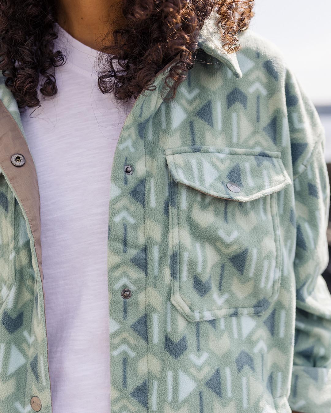 East Recycled Polar Fleece Shirt - Pistachio Ore Pattern