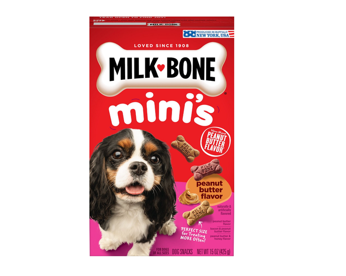 Milk-Bone Minis Peanut Butter Flavor Variety Dog Treats， 15 oz.