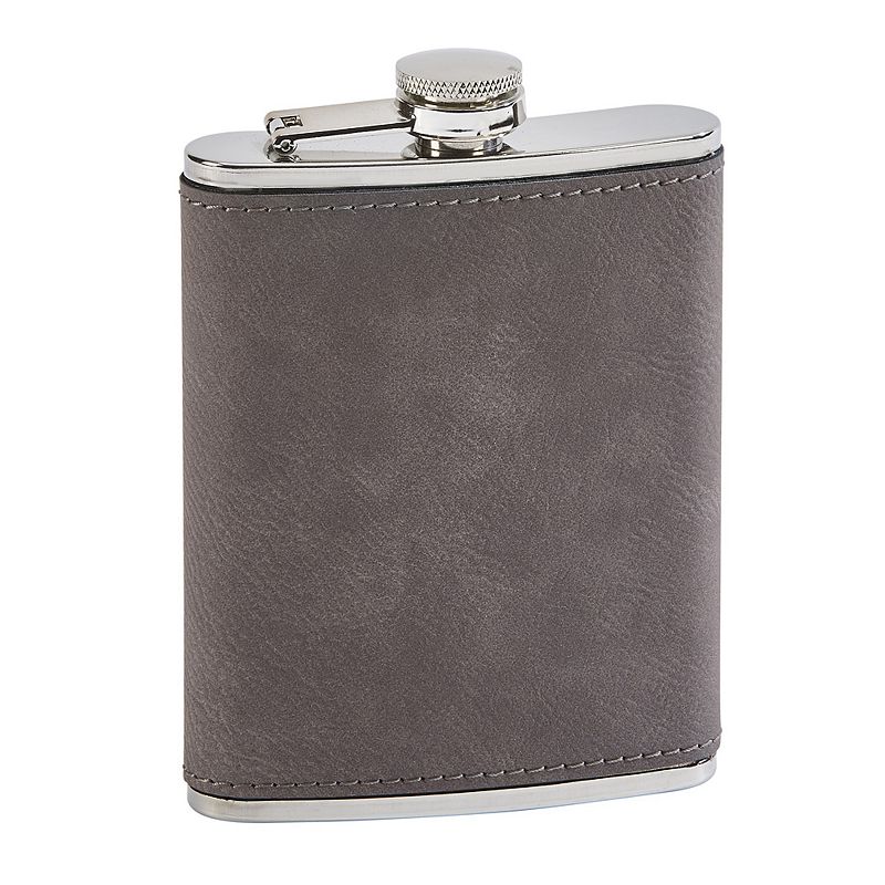 5.25 Gray Leatherette Stainless Steel Flask