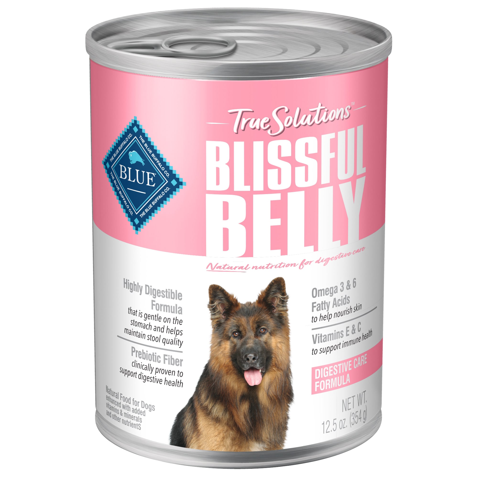 Blue Buffalo True Solutions Blissful Belly Natural Digestive Care Chicken Flavor Adult Wet Dog Food， 12.5 oz.， Case of 12