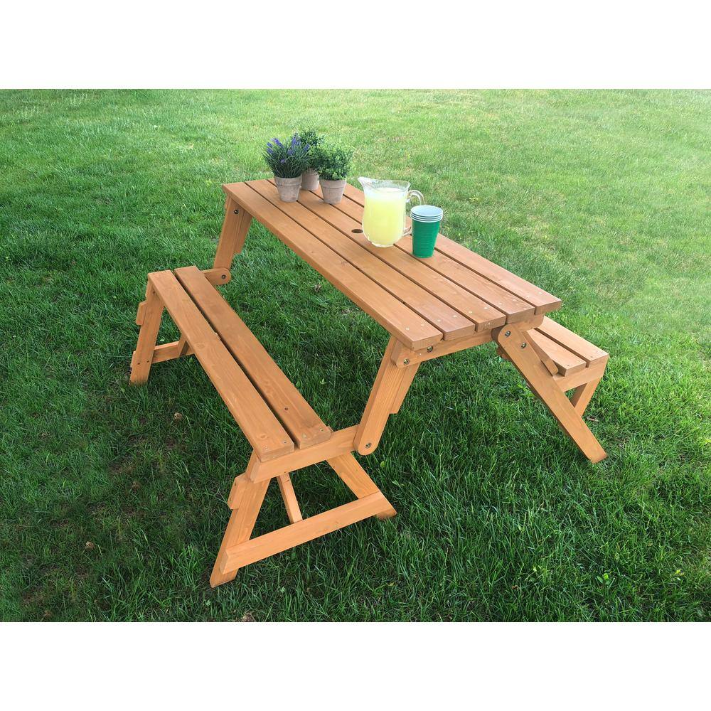 54.25 in. L x 58 in. W x 30 in. H 2 in 1 Picnic TableBench 2-1909