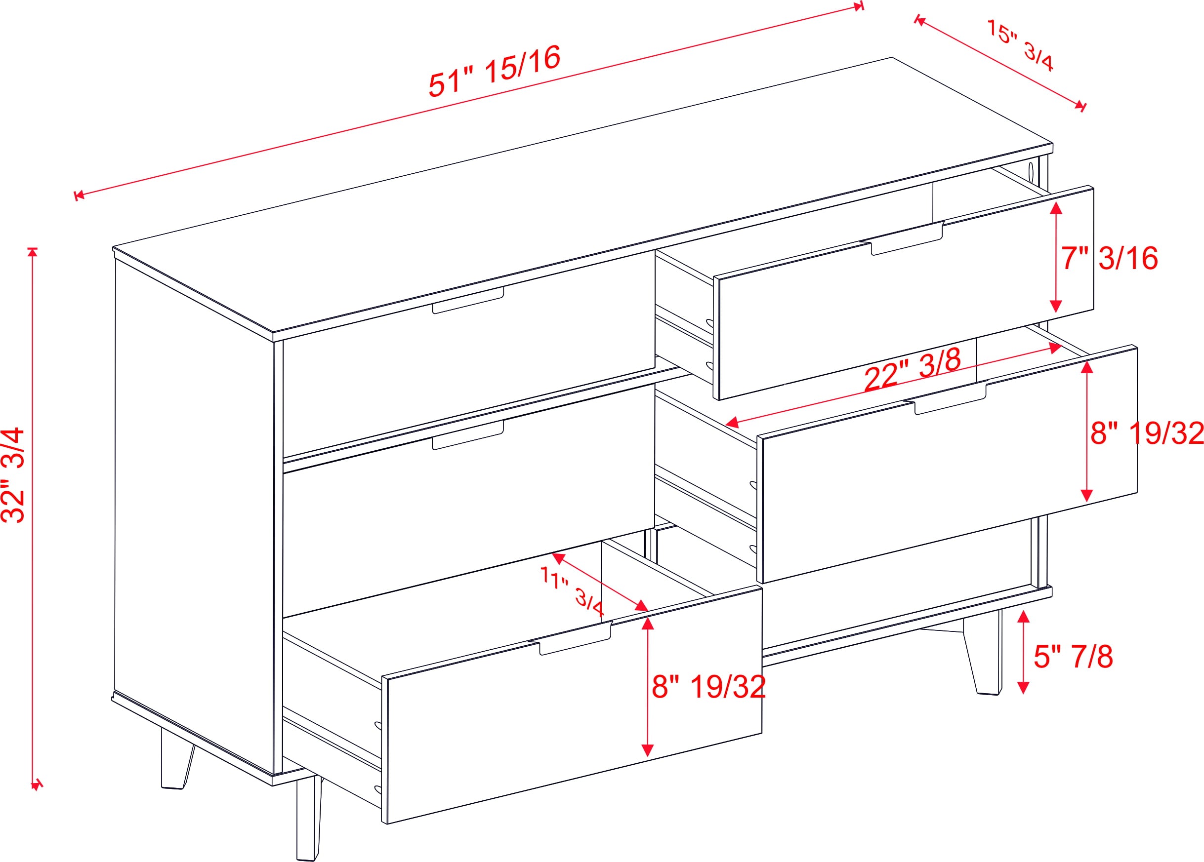 Manor Park Sonoma 6-Drawer Solid Wood Caramel Dresser