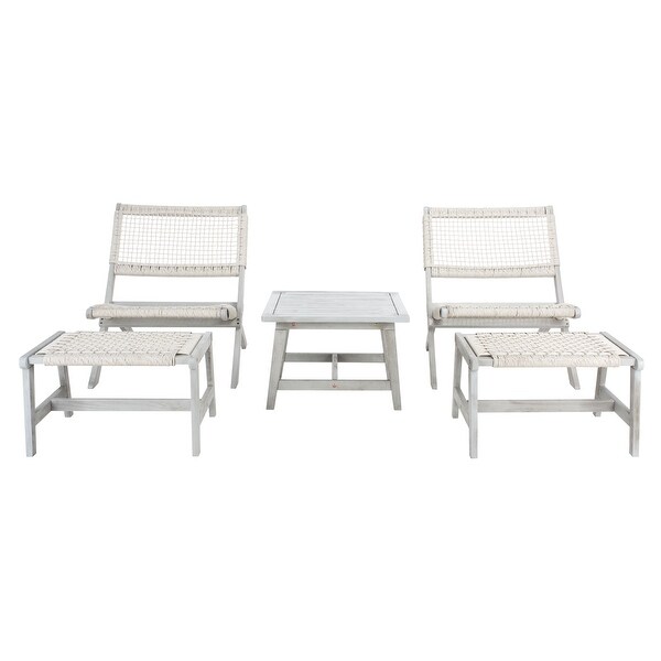 SAFAVIEH Casella Acacia/ Rope Outdoor Chair and Table Set