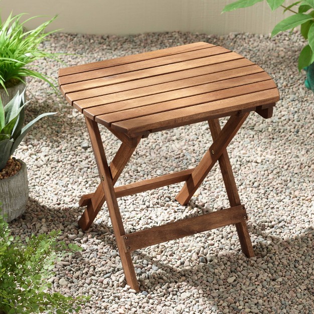 Wide Natural Wood Outdoor Side Table For Garden Yard Patio Deck Balcony Shed Front Porch