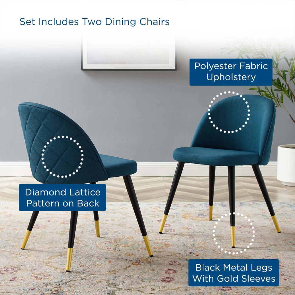 Cordial Upholstered Fabric Dining Chairs Set of 2   Midcentury   Dining Chairs   by Modway  Houzz