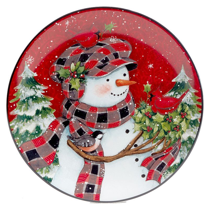 Certified International Christmas Lodge Snowman 4-pc. Dessert Plate Set