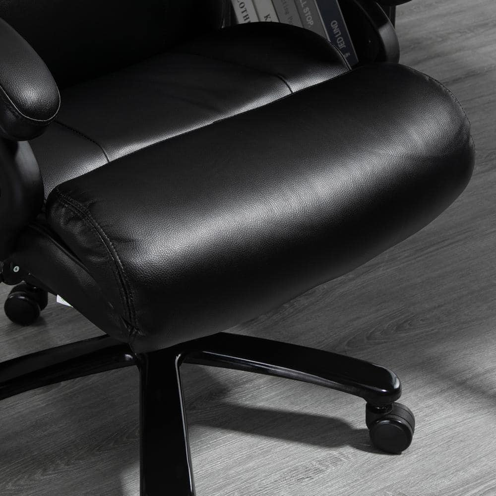 Vinsetto Black, High Back Home Office Chair Adjustable Swivel Executive Chair PU Leather Ergonomic Computer Task Seat 921-503BK