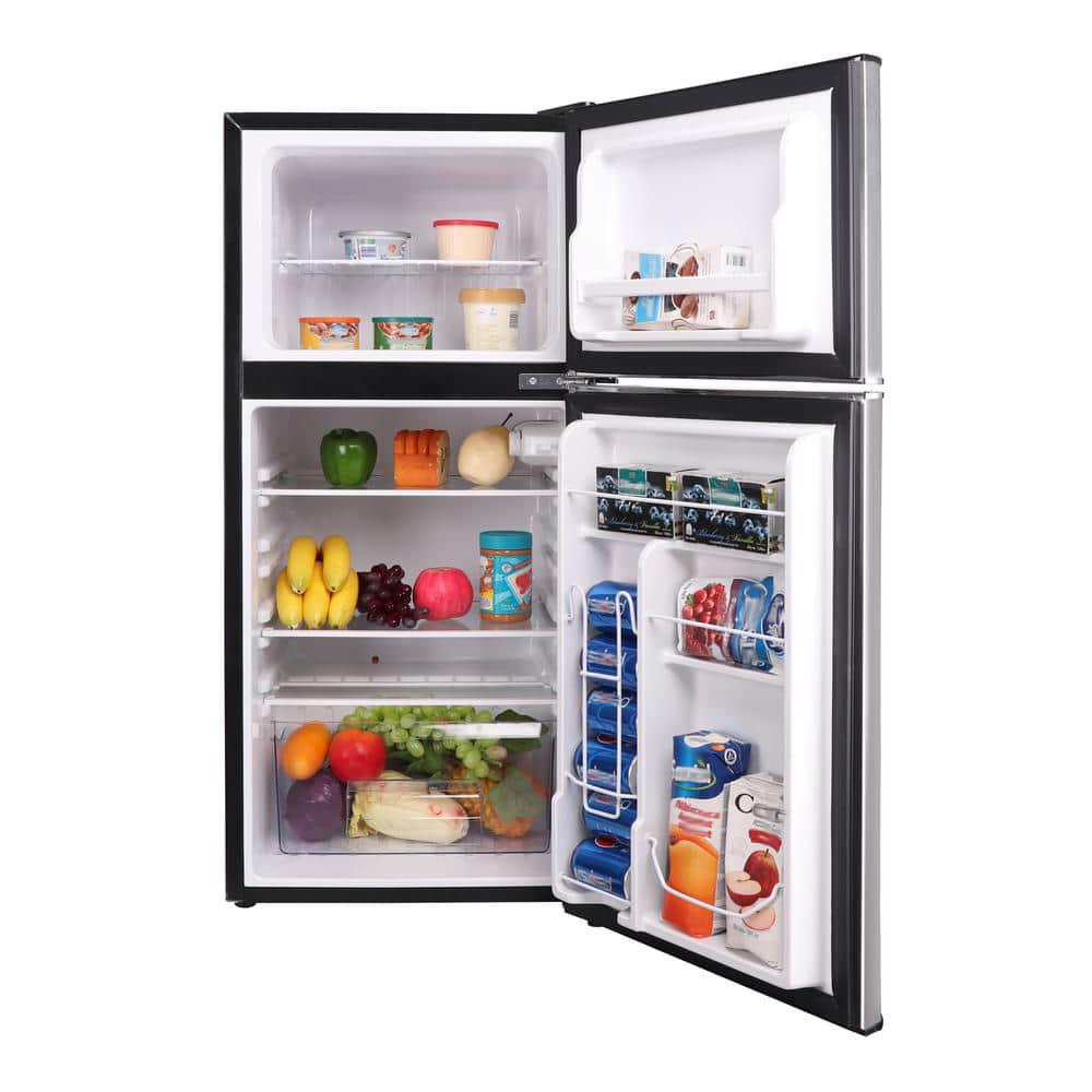 Frigidaire 45 cu ft 2 Door Mini Fridge in Chrome Trim and Platinum Design with Freezer and Manual Defrost