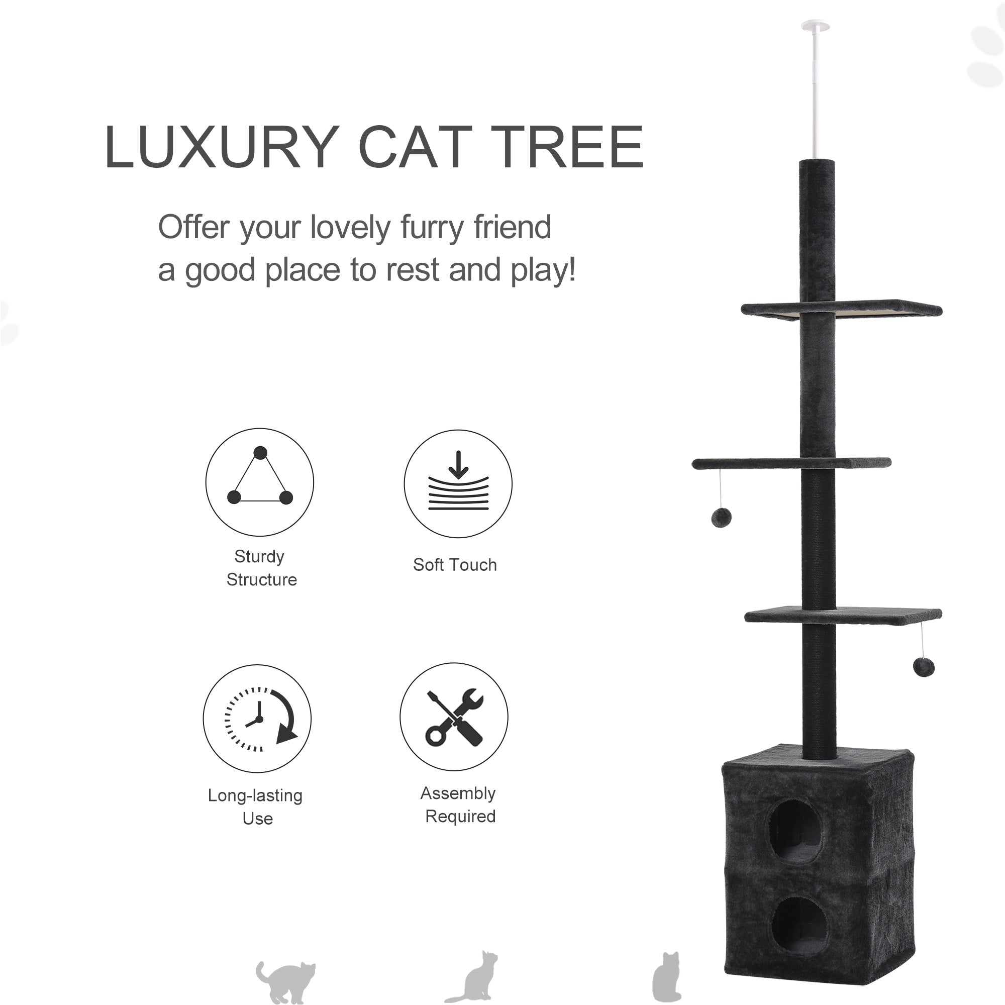 PawHut Cat Tower Multi-level Scratching Post  86.5