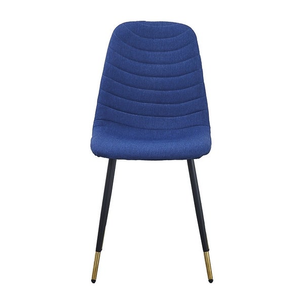 Gem 17 Inch Modern Metal Dining Chairs， Velvet Tufted， Set of 4， Blue