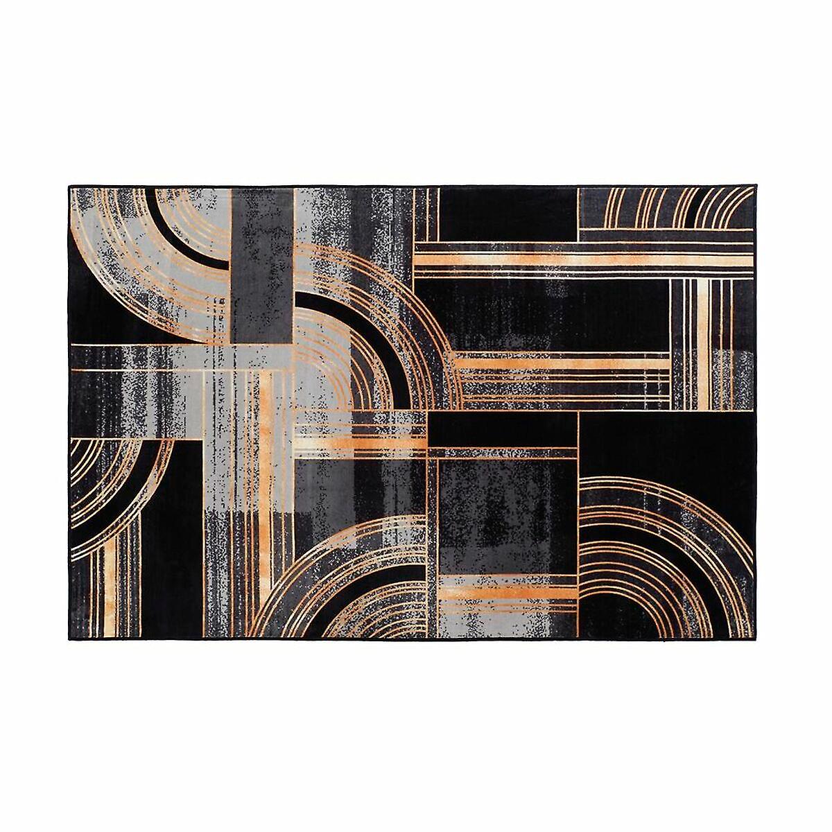 Carpet DKD Home Decor Black Golden Modern Geometric (160 x 230 x 0，4 cm)