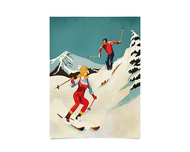 The Whiskey Ginger Retro Skiing Couple Poster Society6