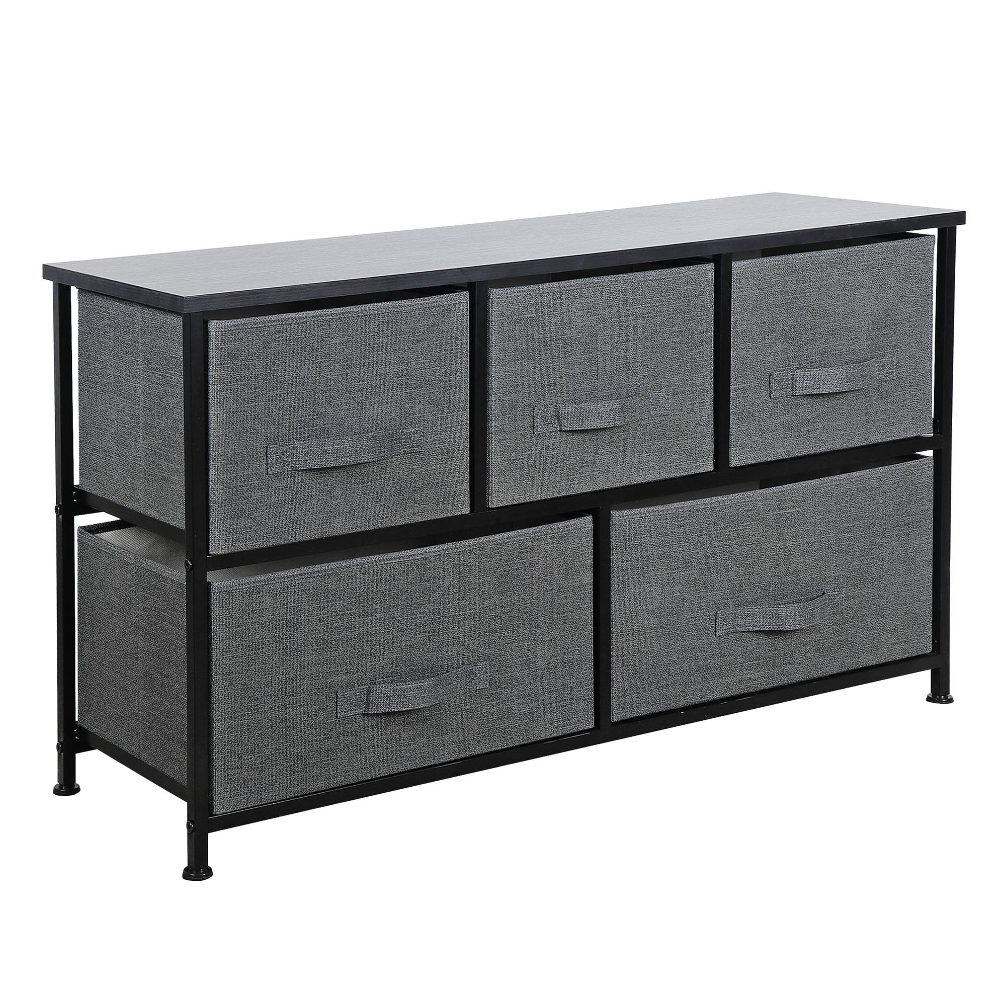 ZENY 2 Tiers Sturdy Steel Frame Wide Dresser Storage Tower Entryway Storage, Gray