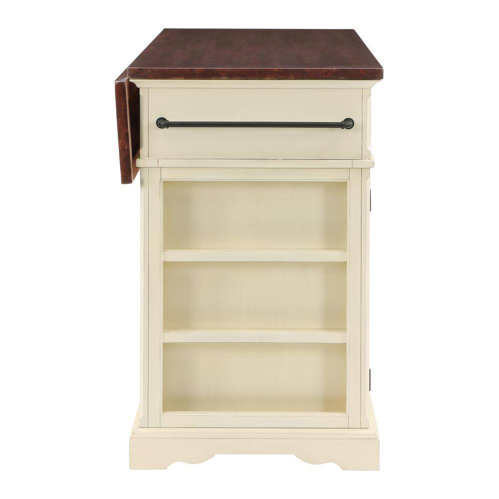 OSP Home Furnishings Palisade Off-White Wood 56.75 in. Kitchen Island with Drawers PAL5675-WHT