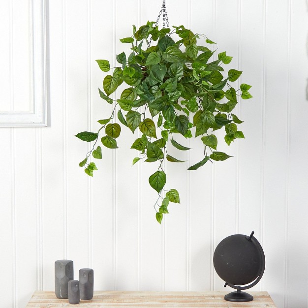 Nearly Natural 2.5-ft Philodendron Artificial Plant In Hanging Basket