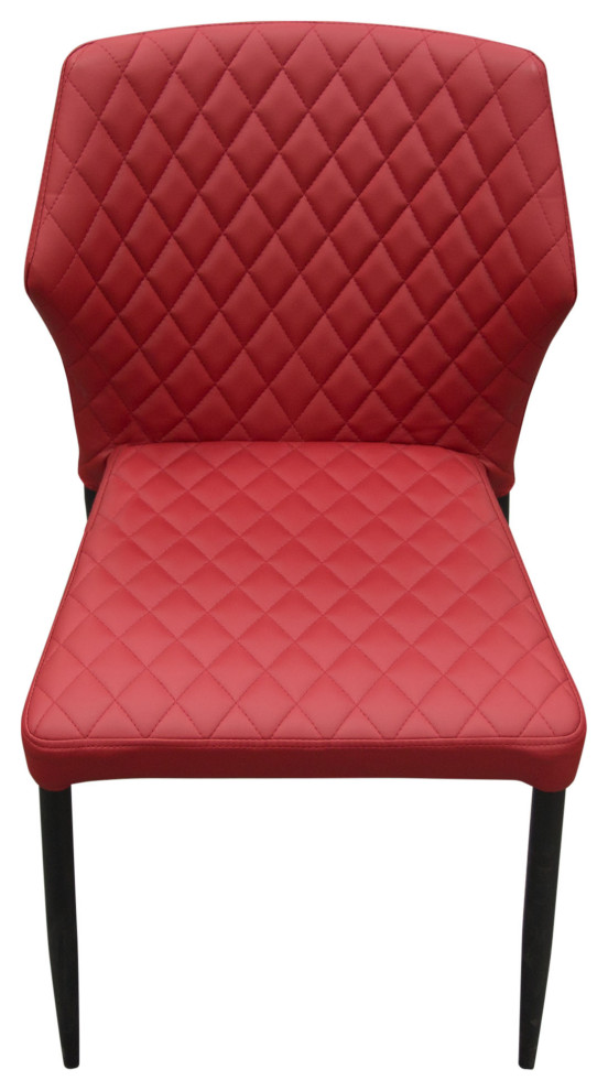 Set of 4 Contemporary Red Stacking Dining Chairs Tufted Leather  Set of 4   Midcentury   Dining Chairs   by Sideboards and Things  Houzz