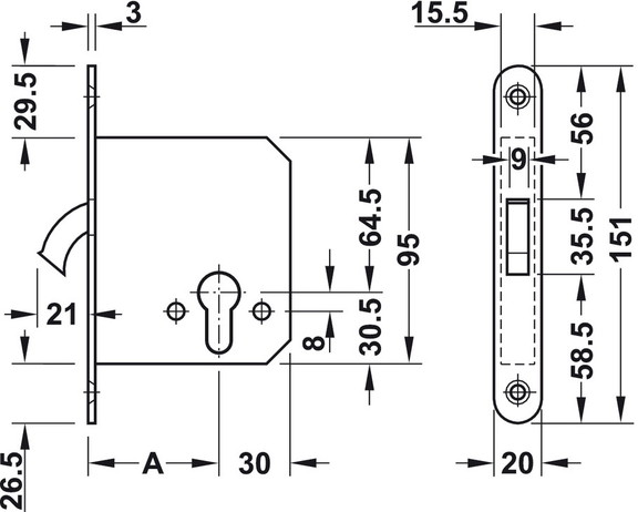 Hafele 911.26.330 Mortise lock  Entrance Function ...