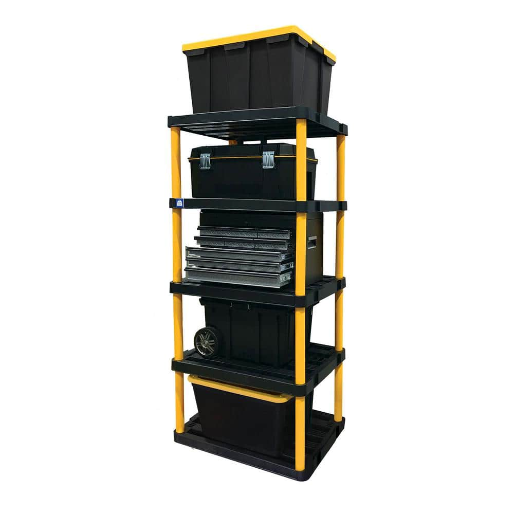 GRACIOUS LIVING Black 6-Tier Plastic Garage Storage Shelving Unit (24 in. W x 36 in. H x 12 in. D) 91090-1C-16