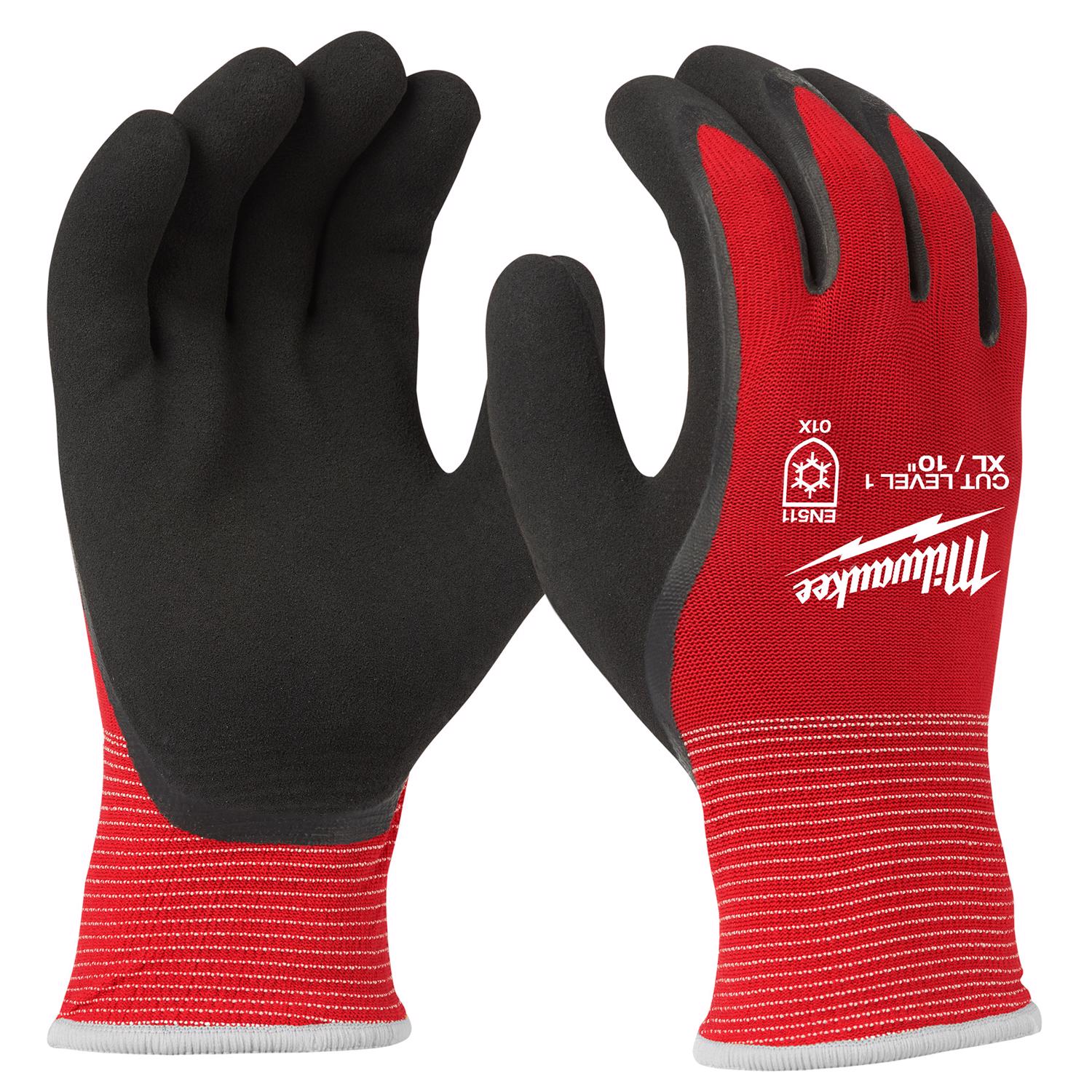 MW Unisex Indoor/Outdoor Winter Dipped Gloves Black/Red XL 1 pair