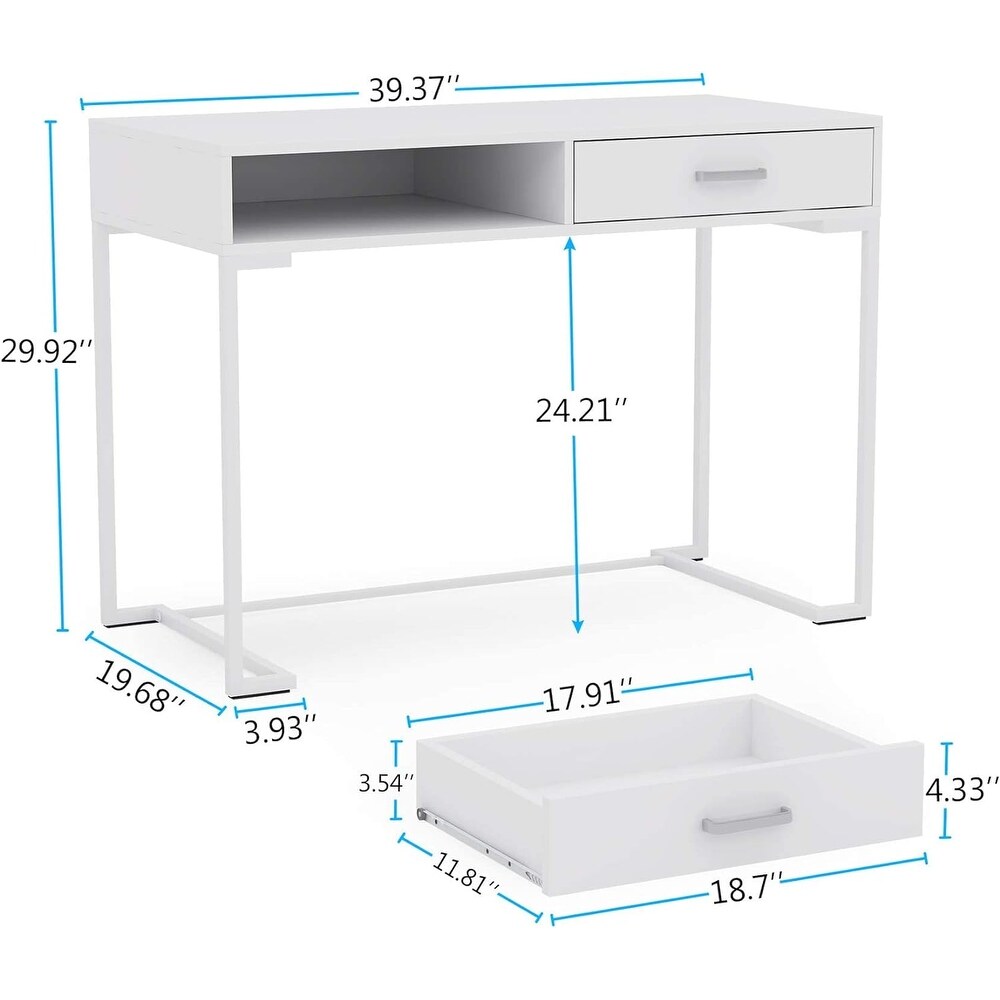 40 Inch Small Desk with Drawers