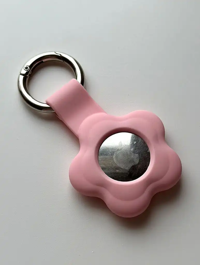 Pink Flower Silicone AirTag Case