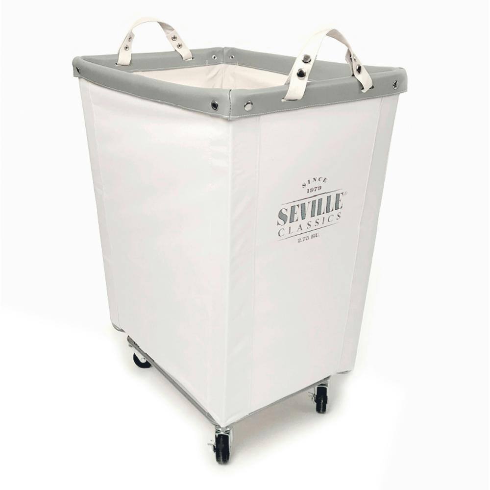 Seville Classics Natural White Commercial Grade Heavy-Duty Extra Large Canvas Laundry Hamper with Wheels WEB703