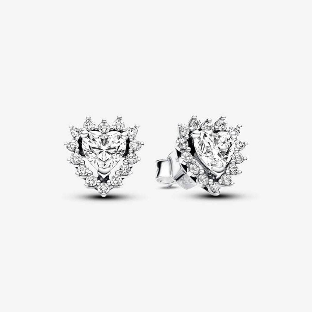 PANDORA  Sparkling Heart Halo Stud Earrings - Sterling Silver