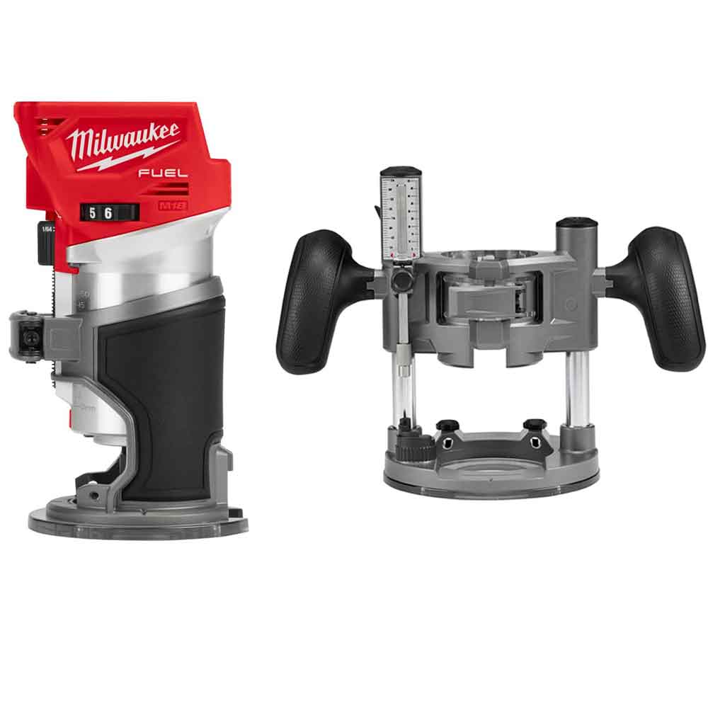 MW M18 FUEL Compact Router with Plunge Base (Tool and Bases Only) 2723-20PB from MW