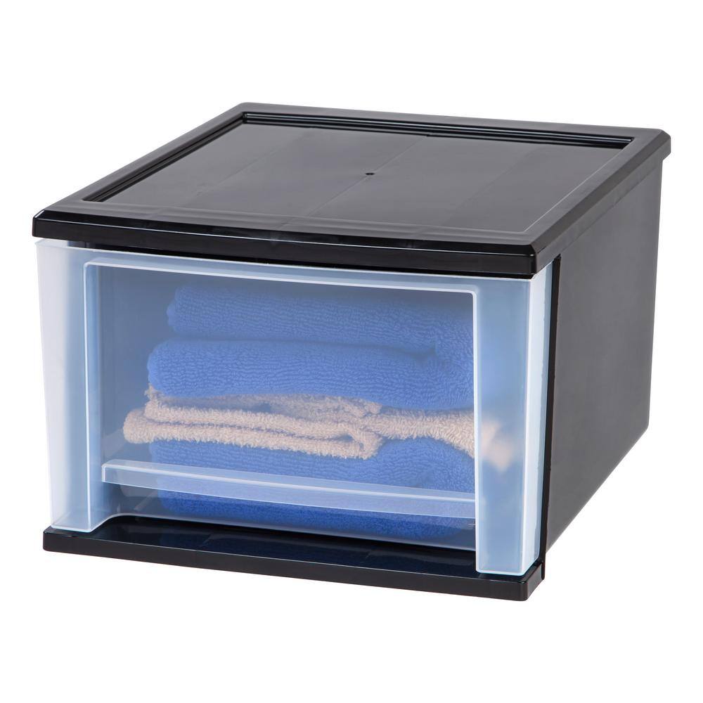 IRIS 17 Qt. Stacking Storage Bin in Black 129805