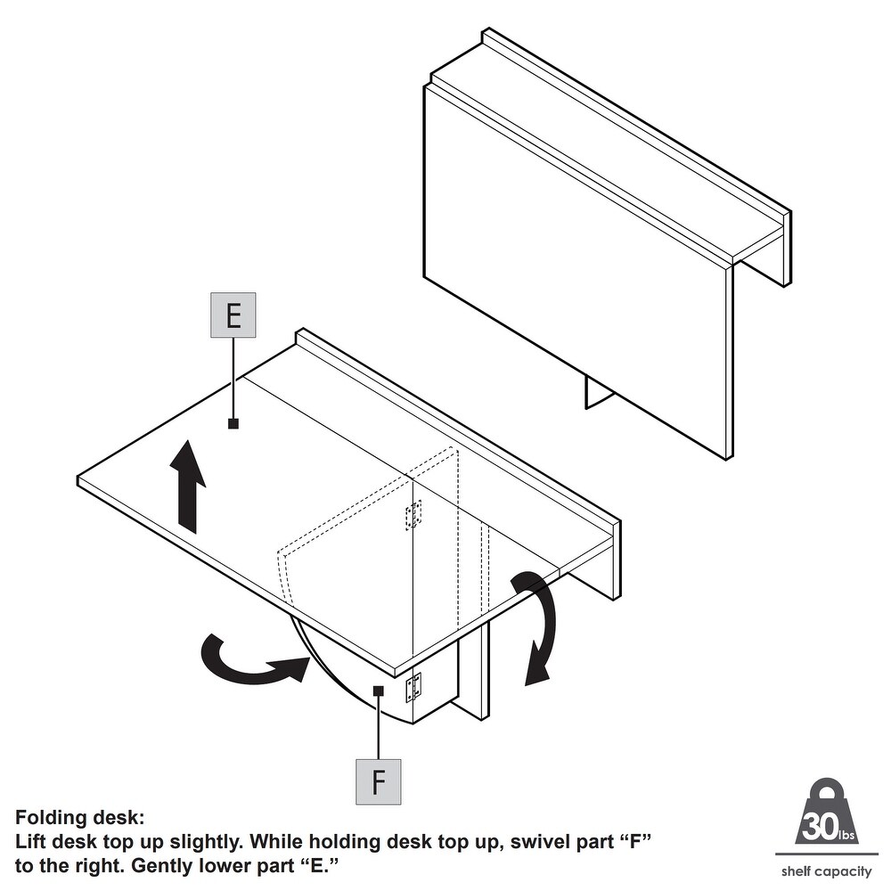 30 inch White Wall Mounted Desk