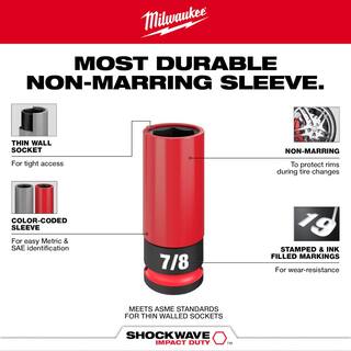 MW SHOCKWAVE Impact-Duty 12 in. Drive Deep SAE  Metric Lug Nut Impact Socket Set (11-Piece) 49-66-7833